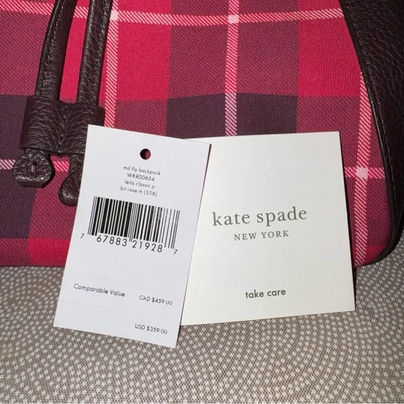 Kate Spade Plaid Leila Medium Flap Backpack - Picture 5 of 5